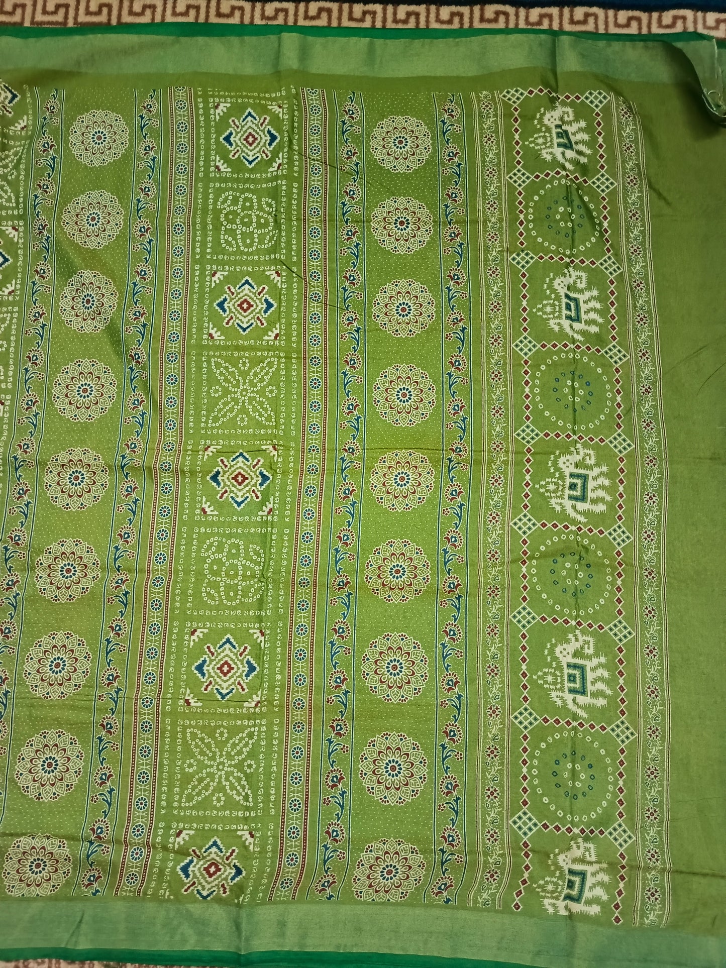 Green patola bandhini vegan mull cotton saree HA25460 - Lightweight Summer Wear 🌿
