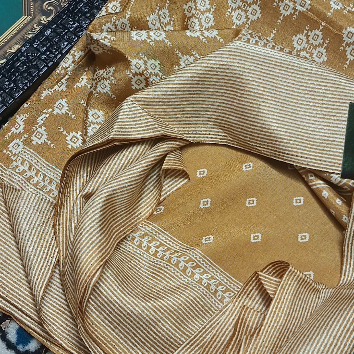 Mustard Kashmiri vegan crepe Silk vol 01 SA25662