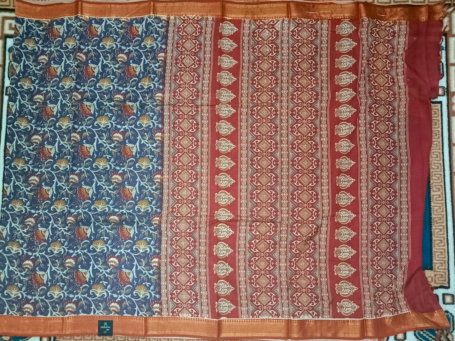 Violet Kalamkari veg dyed Vegan Magalgiri silk cotton Saree HA25473