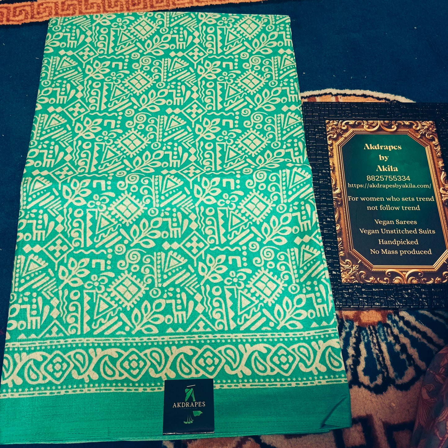 Sea green Vriddhi silk vol 2 vegan tussar crepe digital saree SA25641
