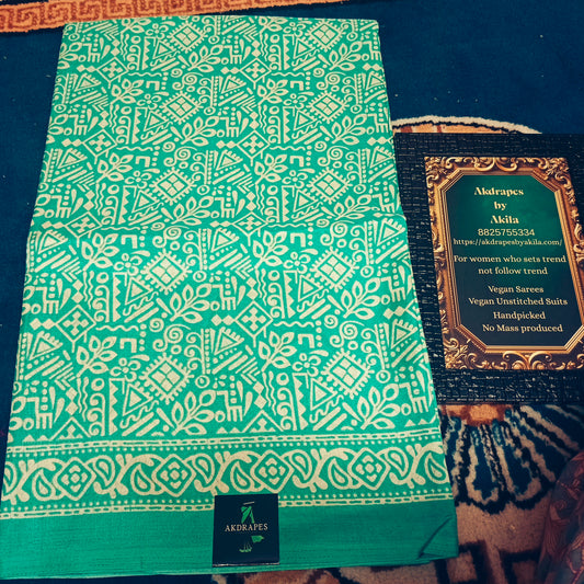 Sea green Vriddhi silk vol 2 vegan tussar crepe digital saree SA25641