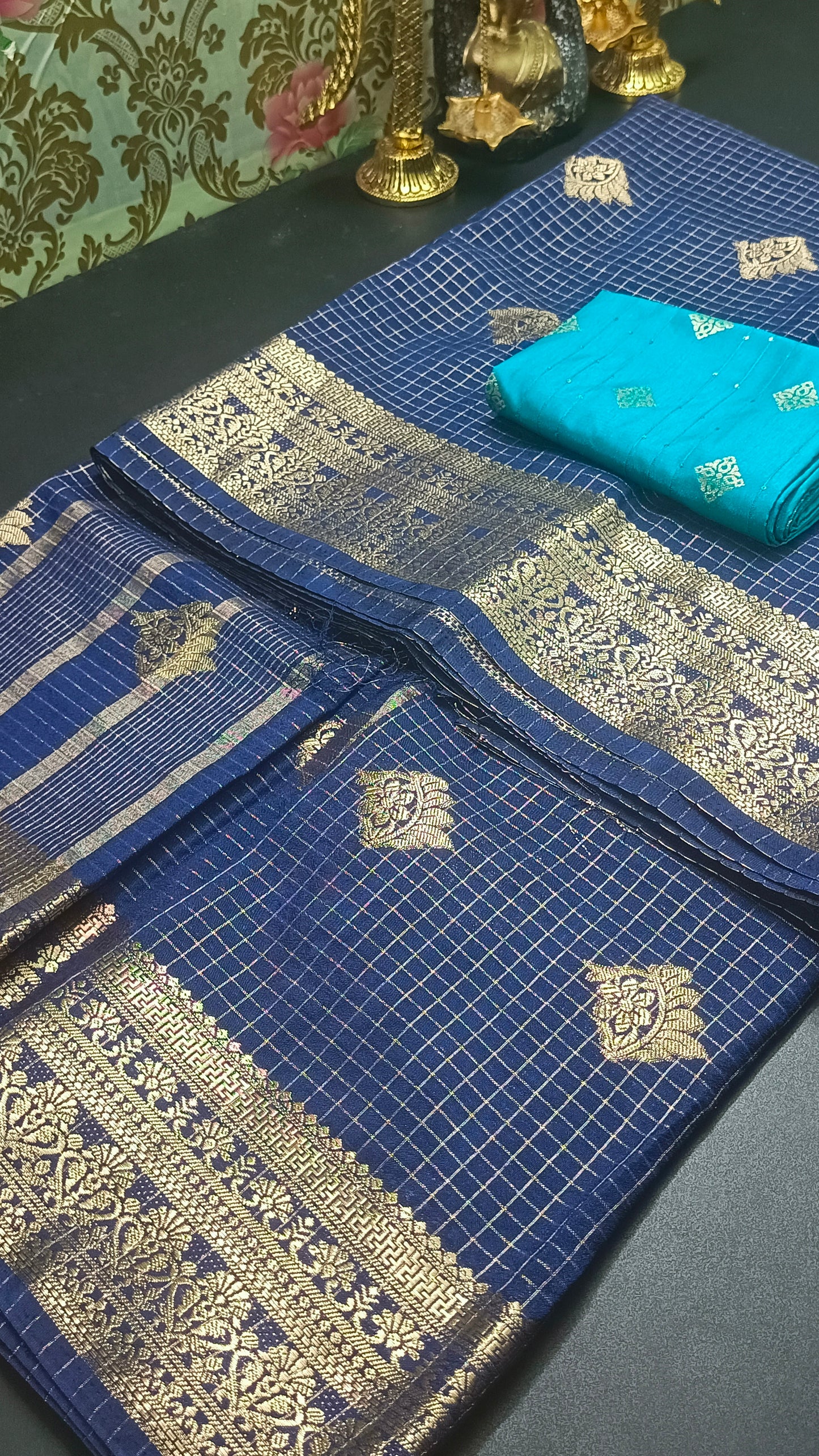 Navy blue Jaalika Vegan Viscose Georgette Saree MA25227