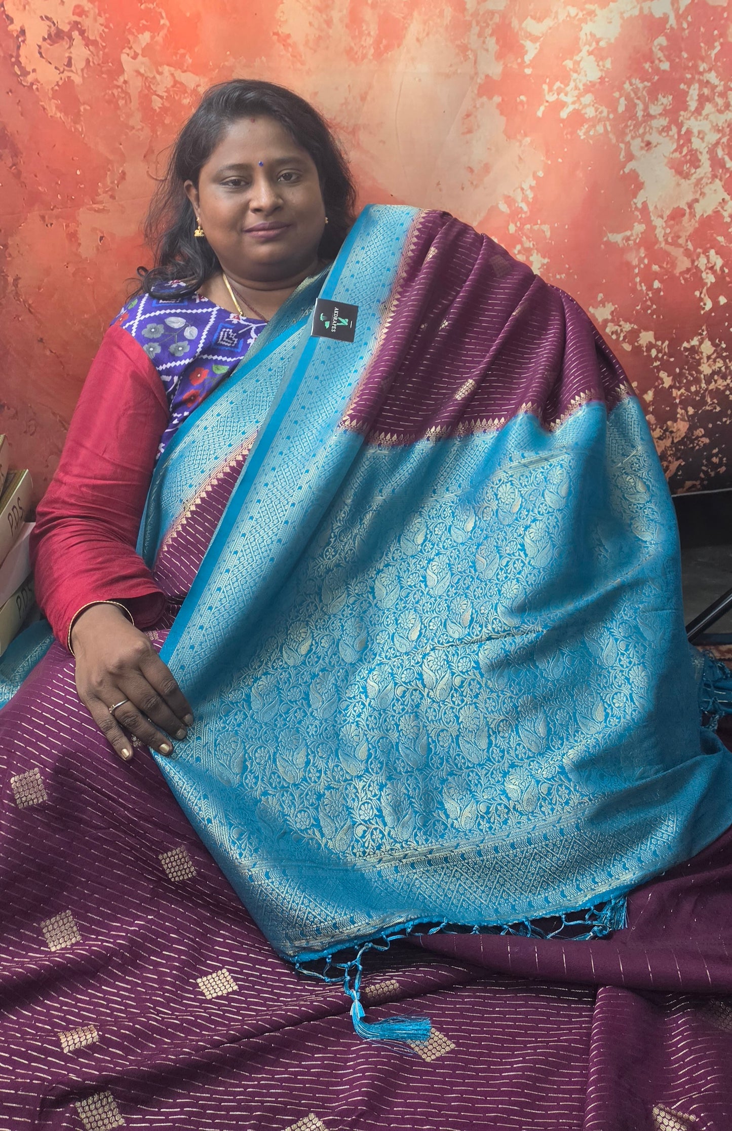 Wine Blue Resha Vegan Mysore crepe silk saree MA25243