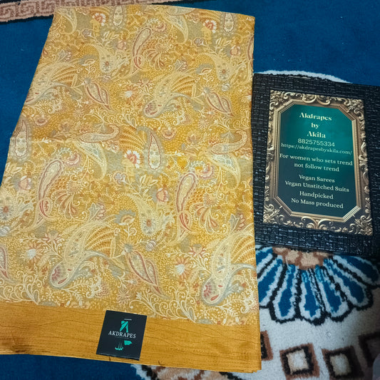Yellow Vriddhi silk vol 4 Paisley vegan tussar crepe digital saree SA25649