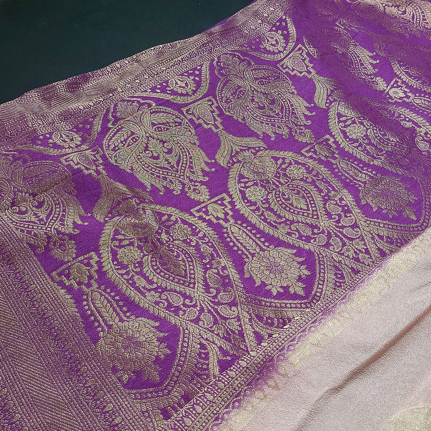 Peach banarasi vana premium vegan Kaddi georgette saree MA25199