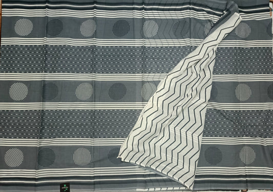 Grey Vegan floral Jaipur cotton saree SA25748