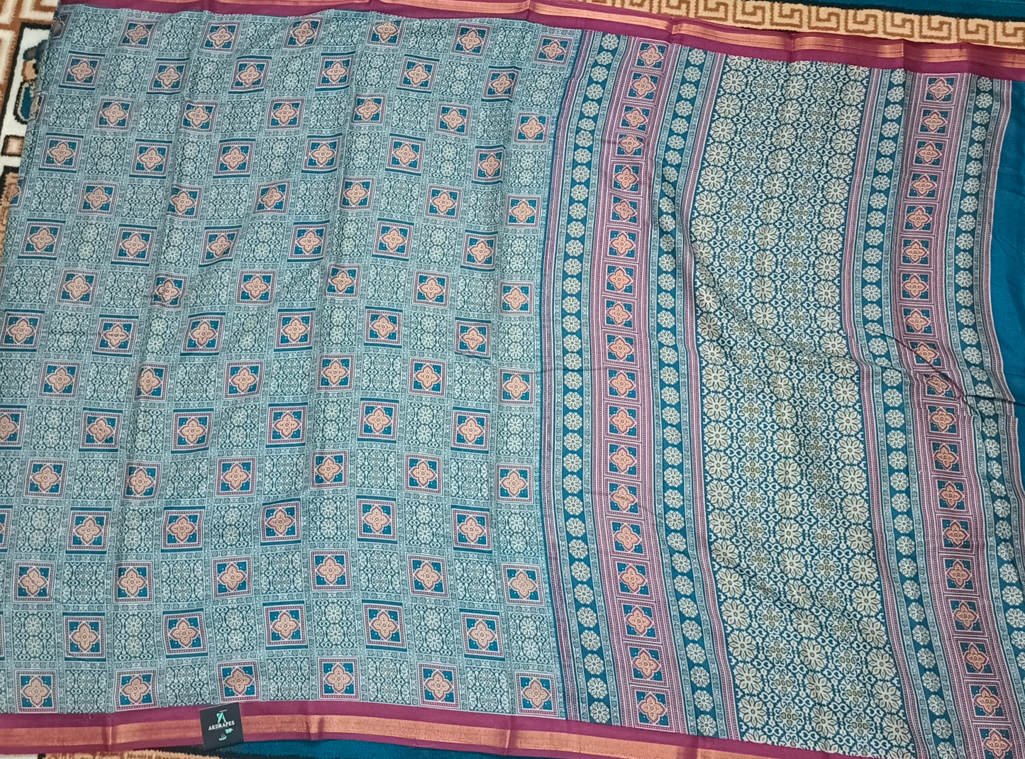 Blue sugandha vegan digital malai cotton saree SA25577