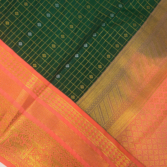 Dark green peach Parampara vegan kanchi silk saree GA26148