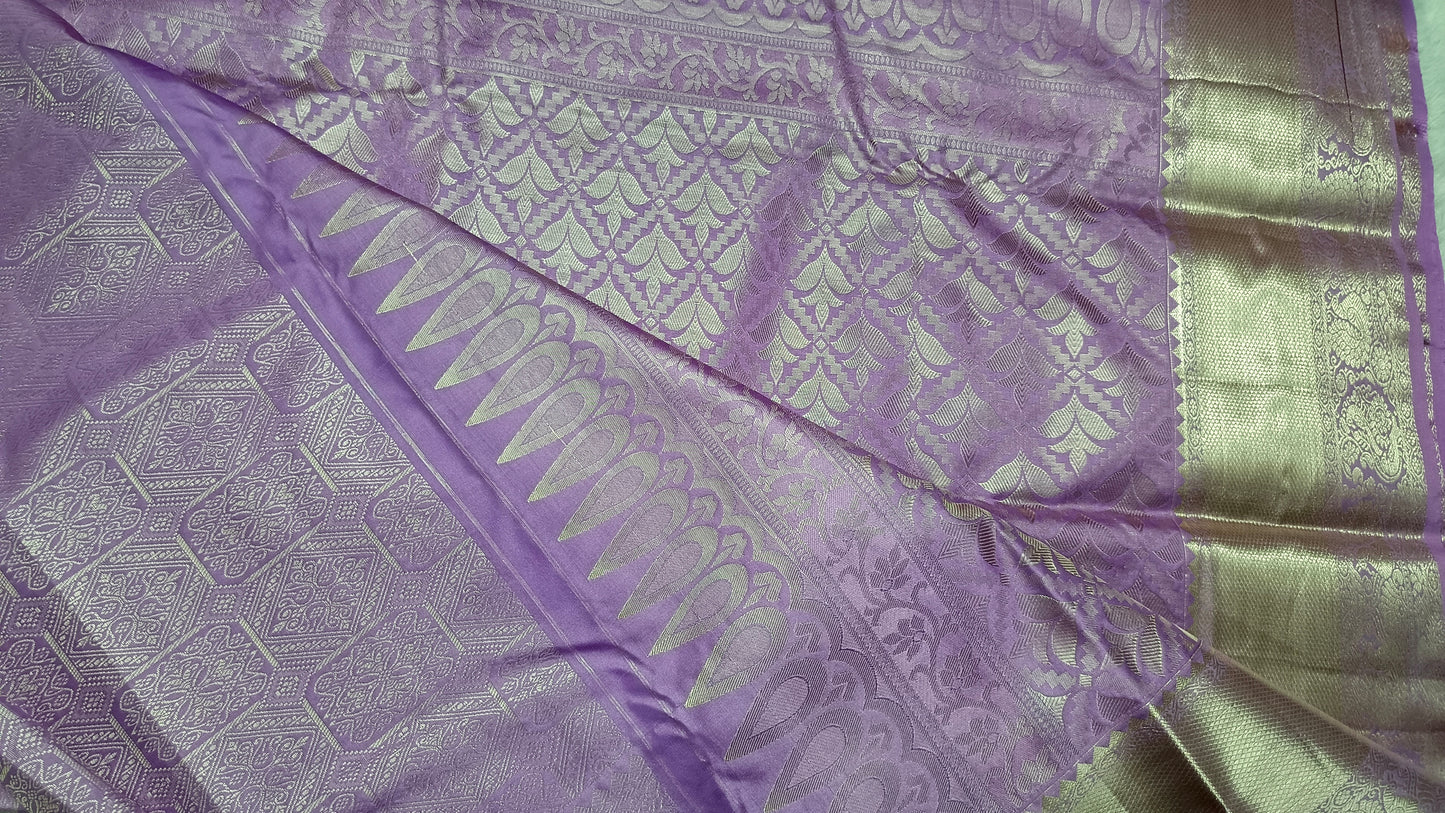 Purple Ashwa gaja vegan bridal  kanchi silk saree LA25954