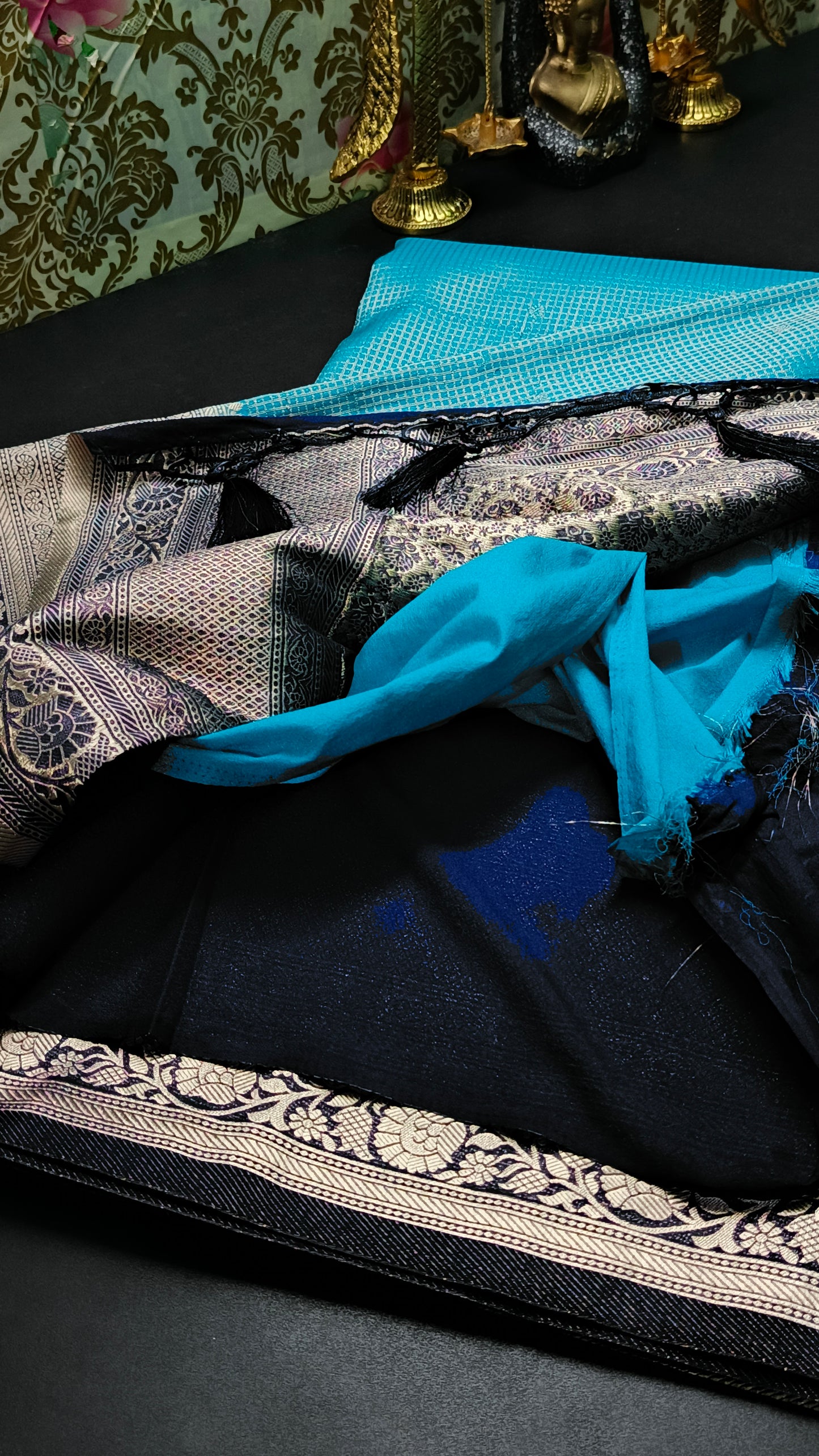 Blue Zari tara vegan banarasi kaddi georgette saree MA25263