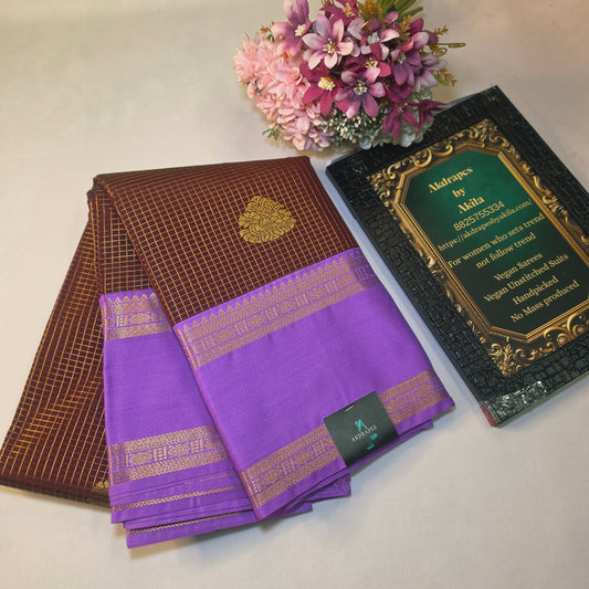 Brown Lavender Parampara vegan kanchi silk saree GA26162