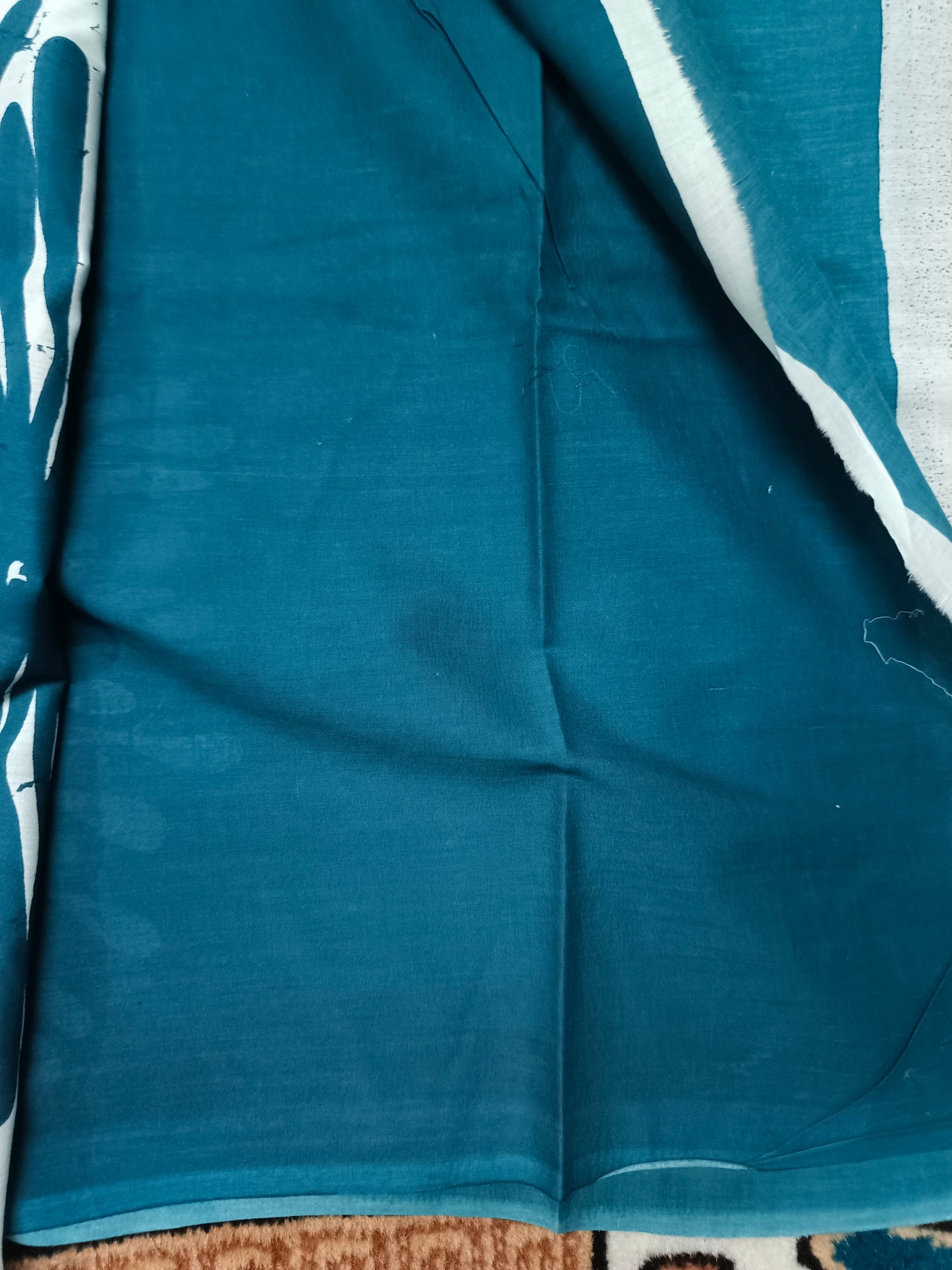 Peacock blue Vegan floral Jaipur cotton saree SA25751
