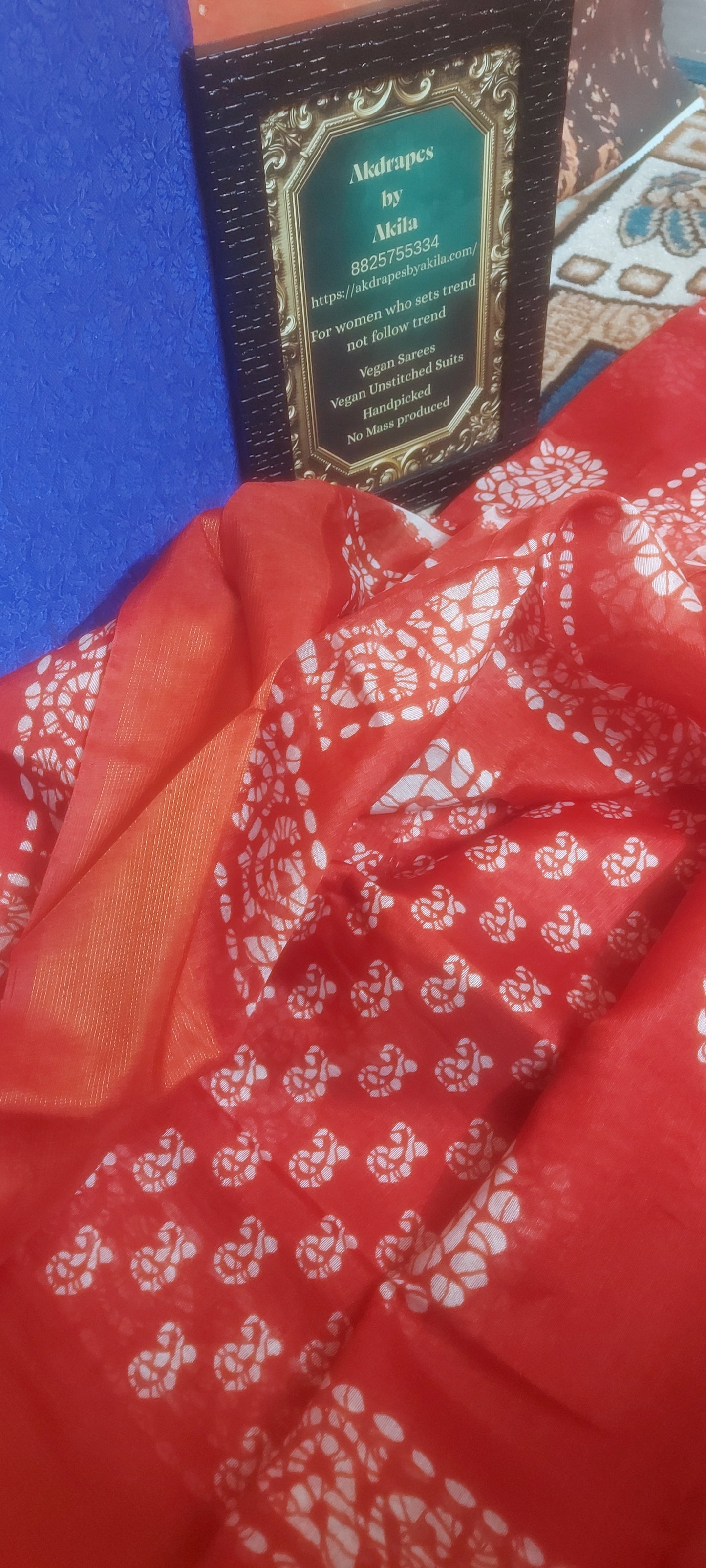 Red Mango Batik linen zari border saree JA26024