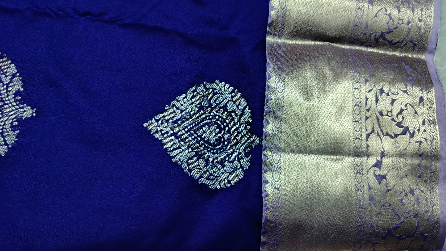 Royal blue with Pastel Varnajalam vegan premium kanchi silk saree LA25916