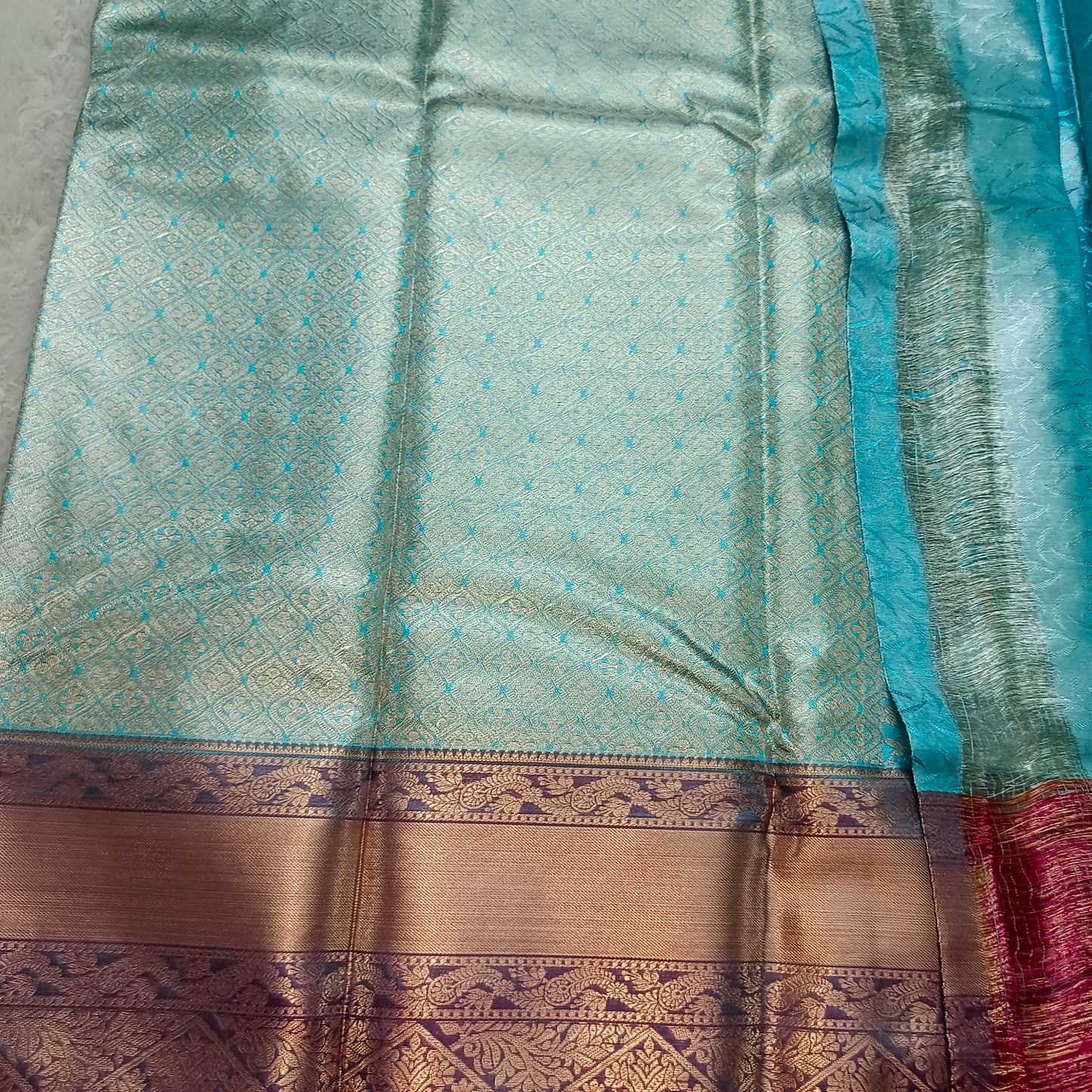 Blue vaibavam Vegan pastel kanchi brocade saree JA25327