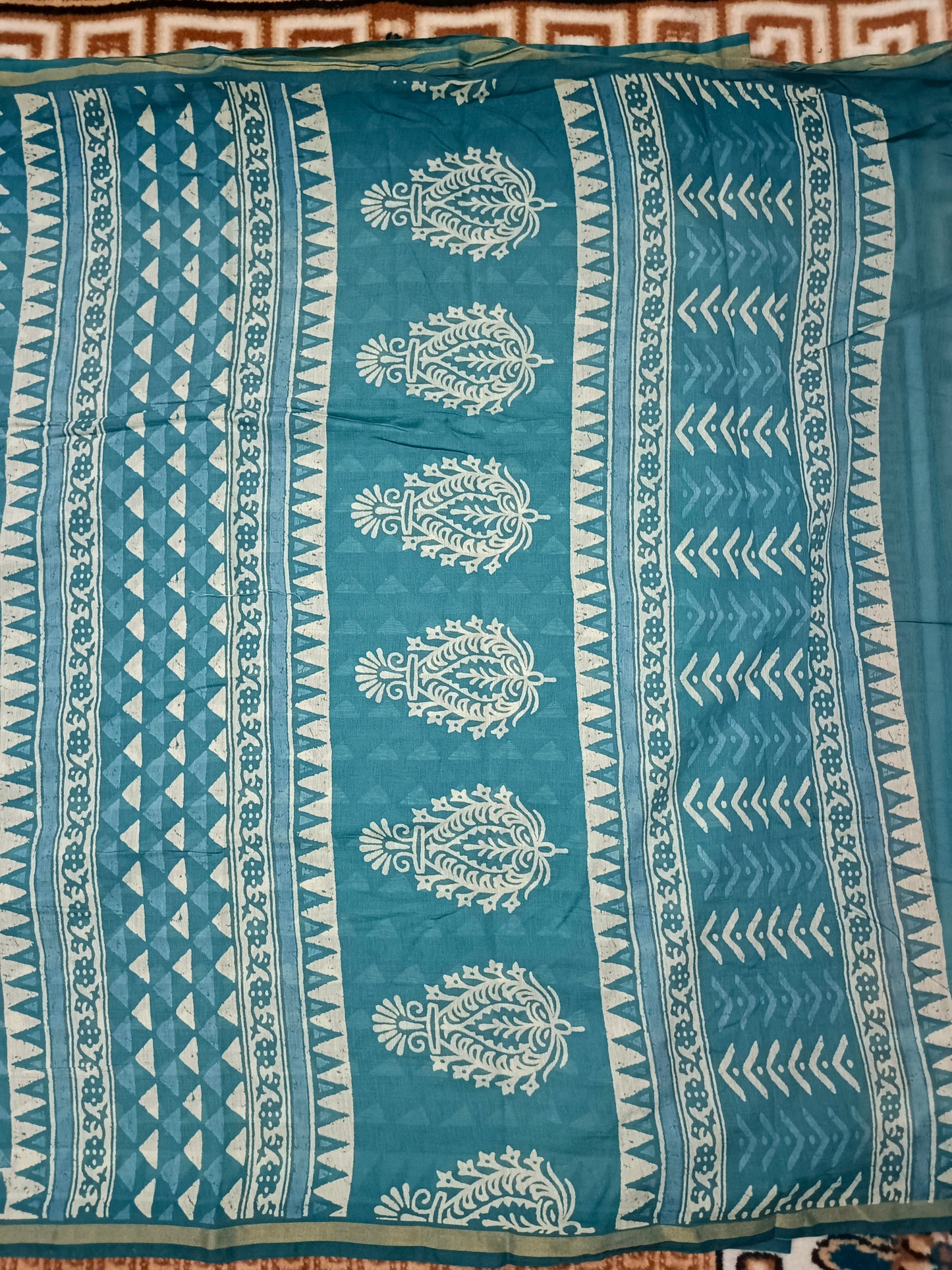 Blue Rapid discharge Vegan chanderi cotton saree HA25454