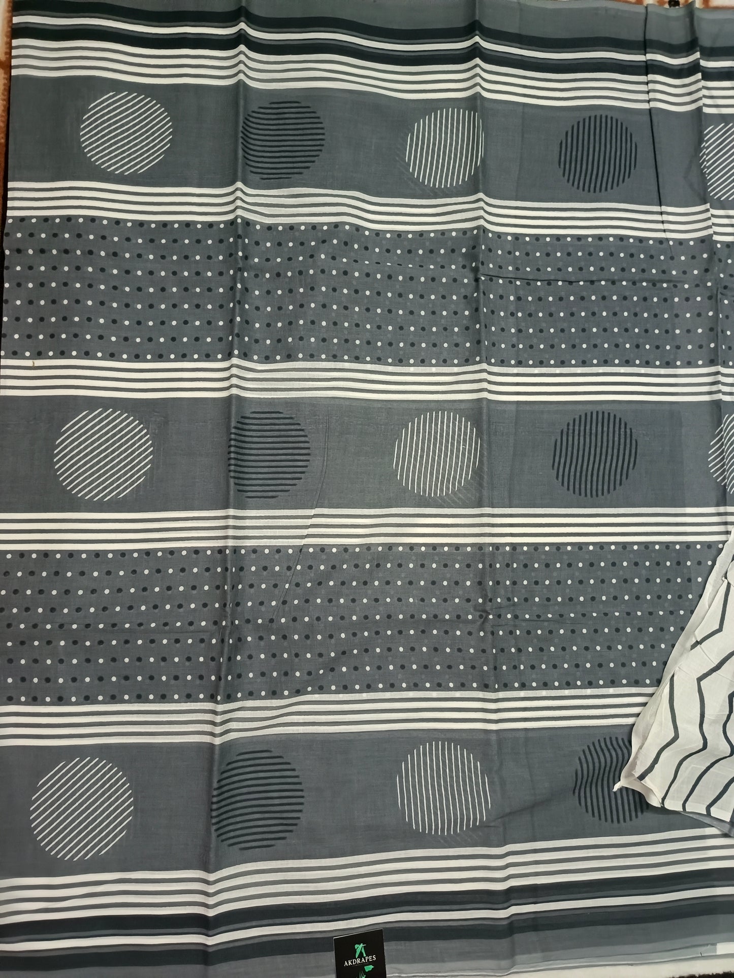 Grey Vegan floral Jaipur cotton saree SA25748