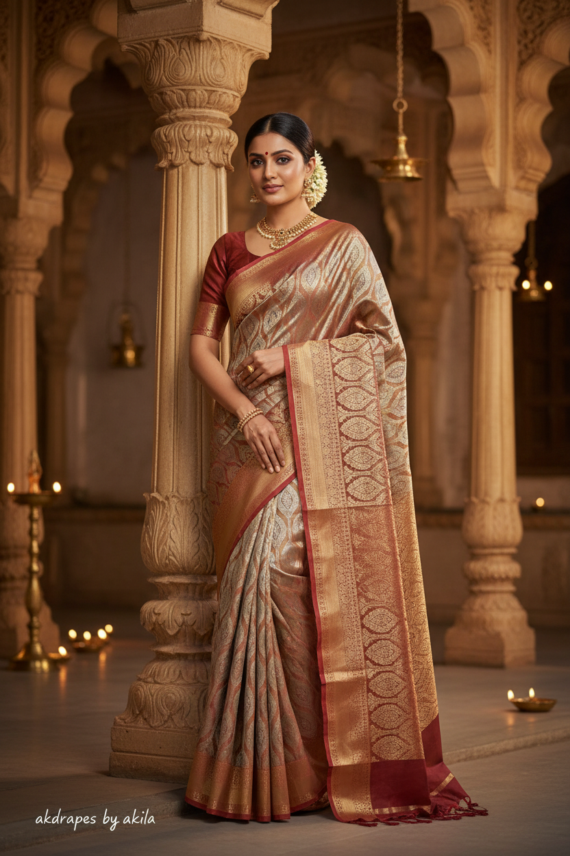 Red Gold Swarnika Vegan bridal silk saree JA25311