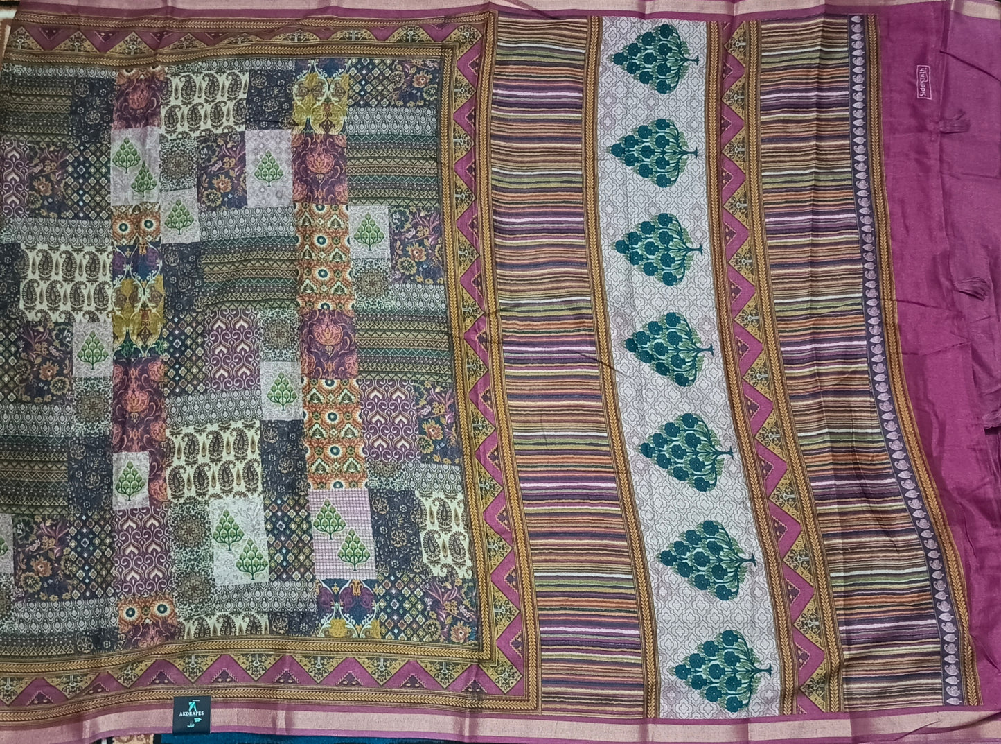 Pink sugandha vegan digital malai cotton saree SA25576