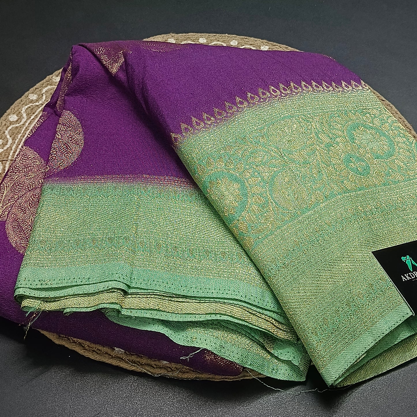 Violet banarasi vana premium vegan Kaddi georgette saree MA25200