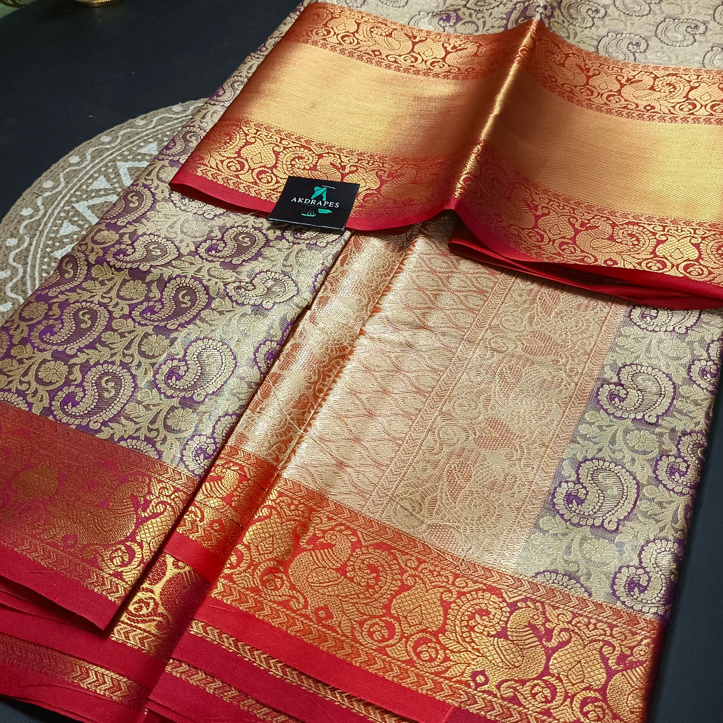 Lavender Amarpalli vegan kanchi bridal tissue saree JA25305