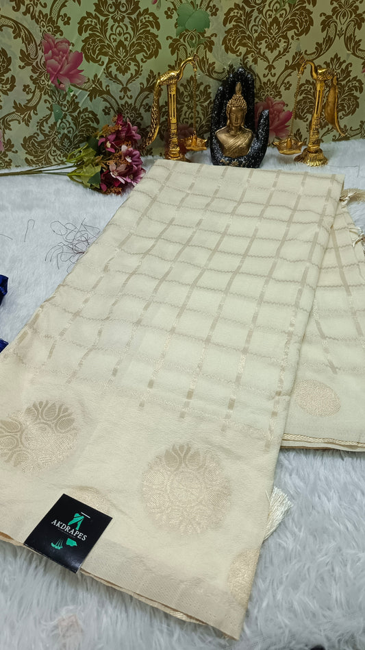 Off white Sudar Chakkram vegan kaddi georgette saree MA25094