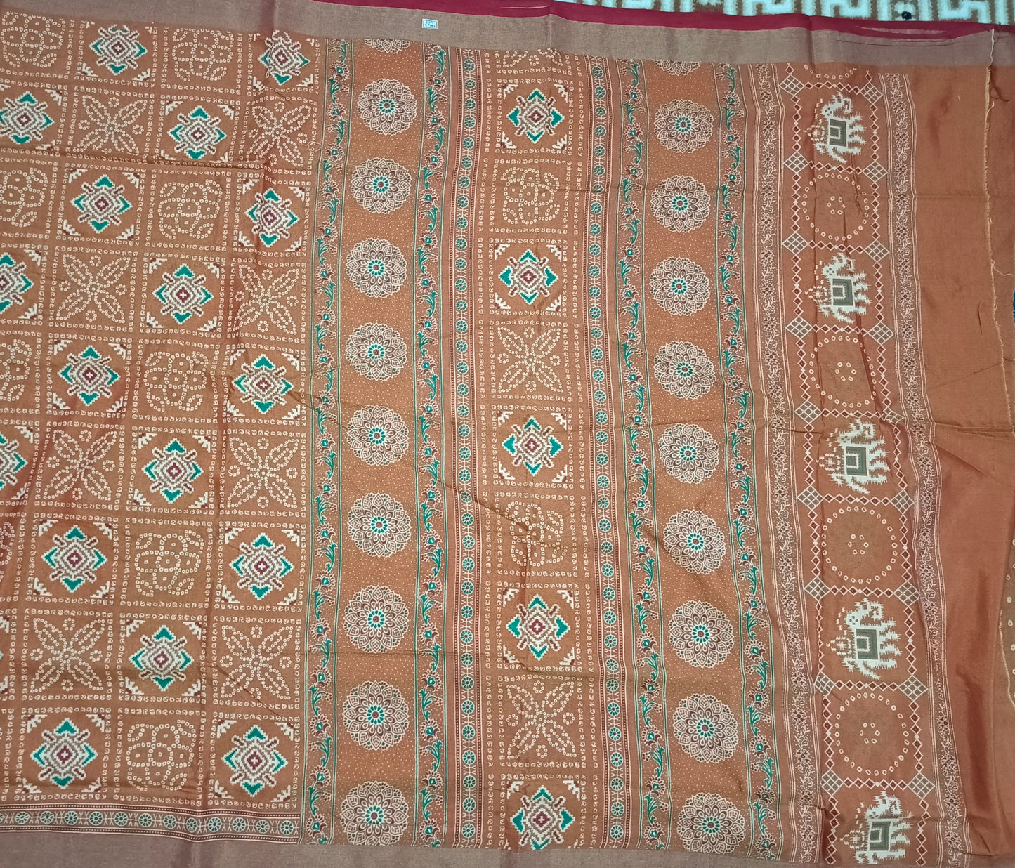 Rust Orange patola bandhini vegan mull cotton saree HA25458 - Lightweight Summer Wear 🌿