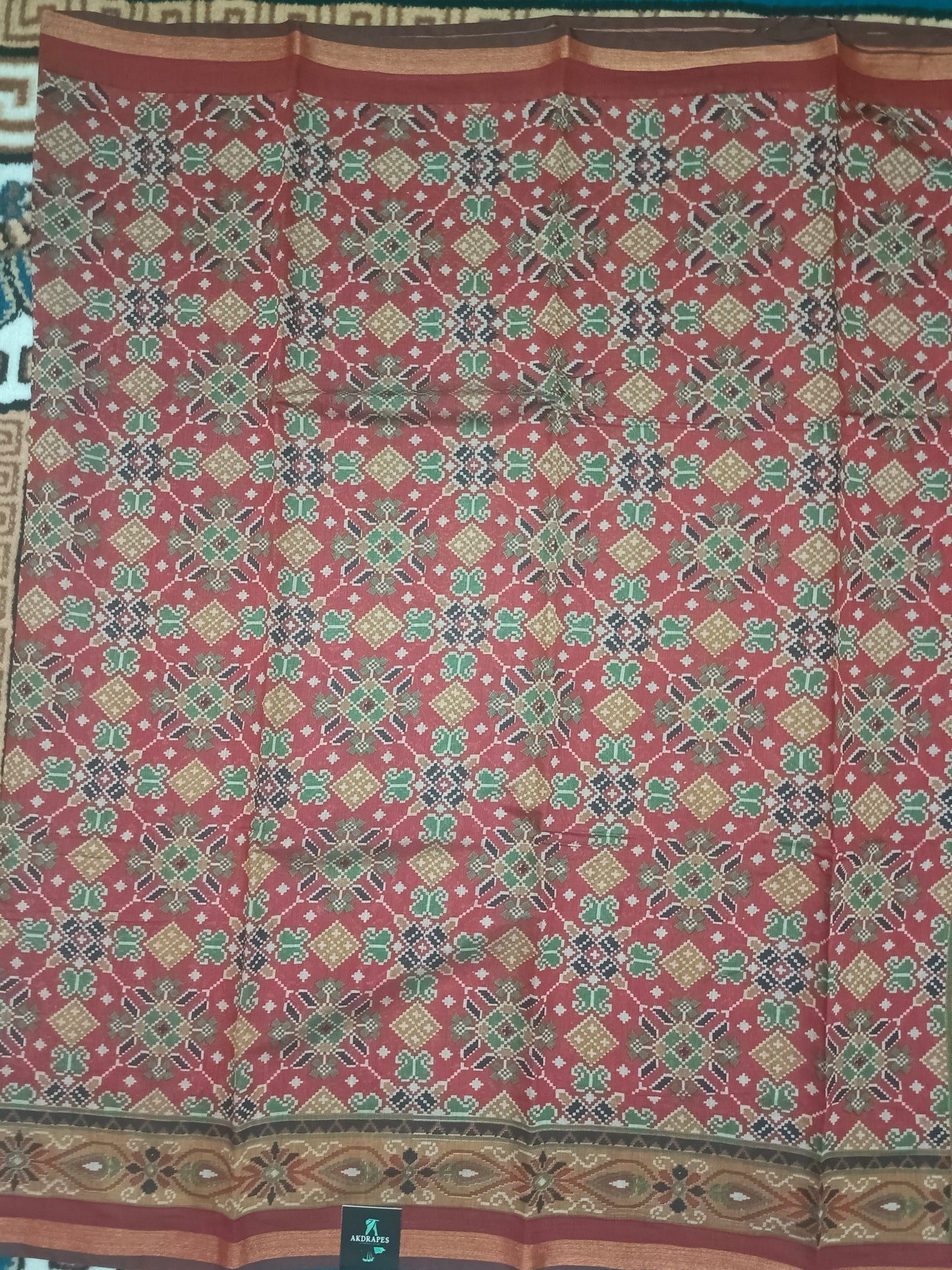 Red Bamboo Gamthi printed vegan chanderi saree HA25545