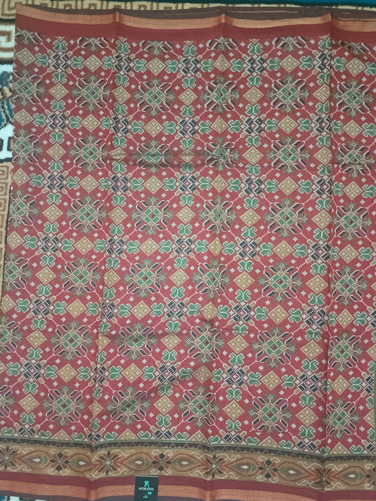 Red Bamboo Gamthi printed vegan chanderi saree HA25545