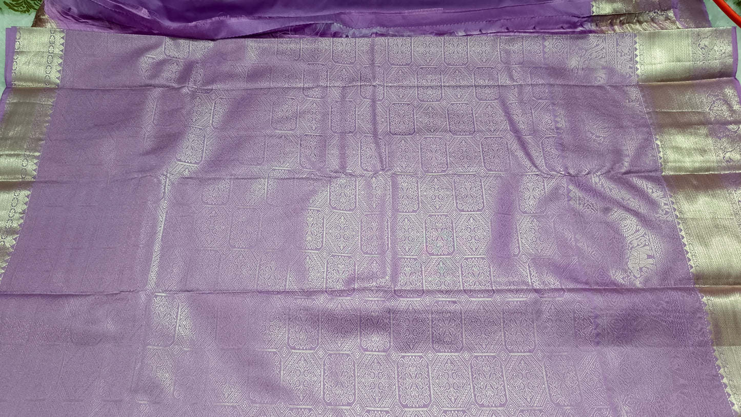 Purple Ashwa gaja vegan bridal  kanchi silk saree LA25954