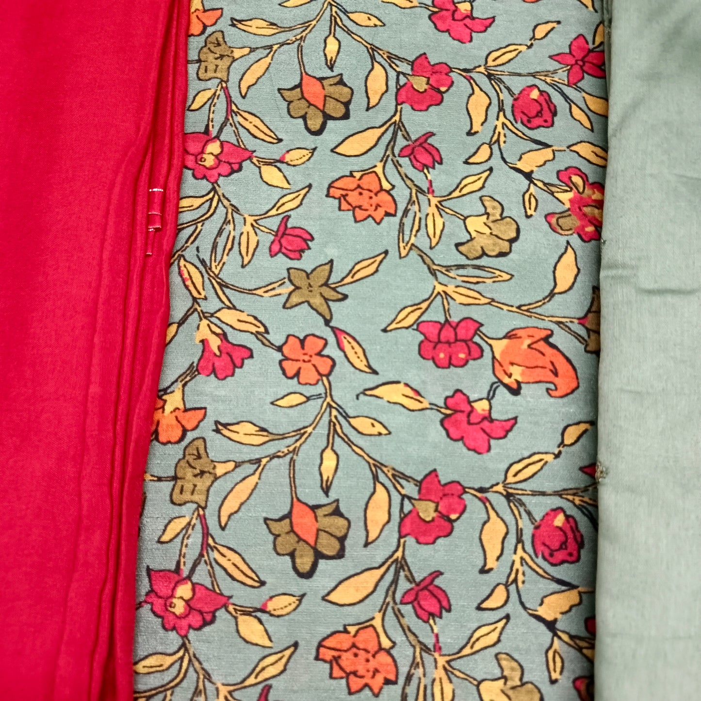 Blue red floral chinnon vegan Unstitched suits HA25348