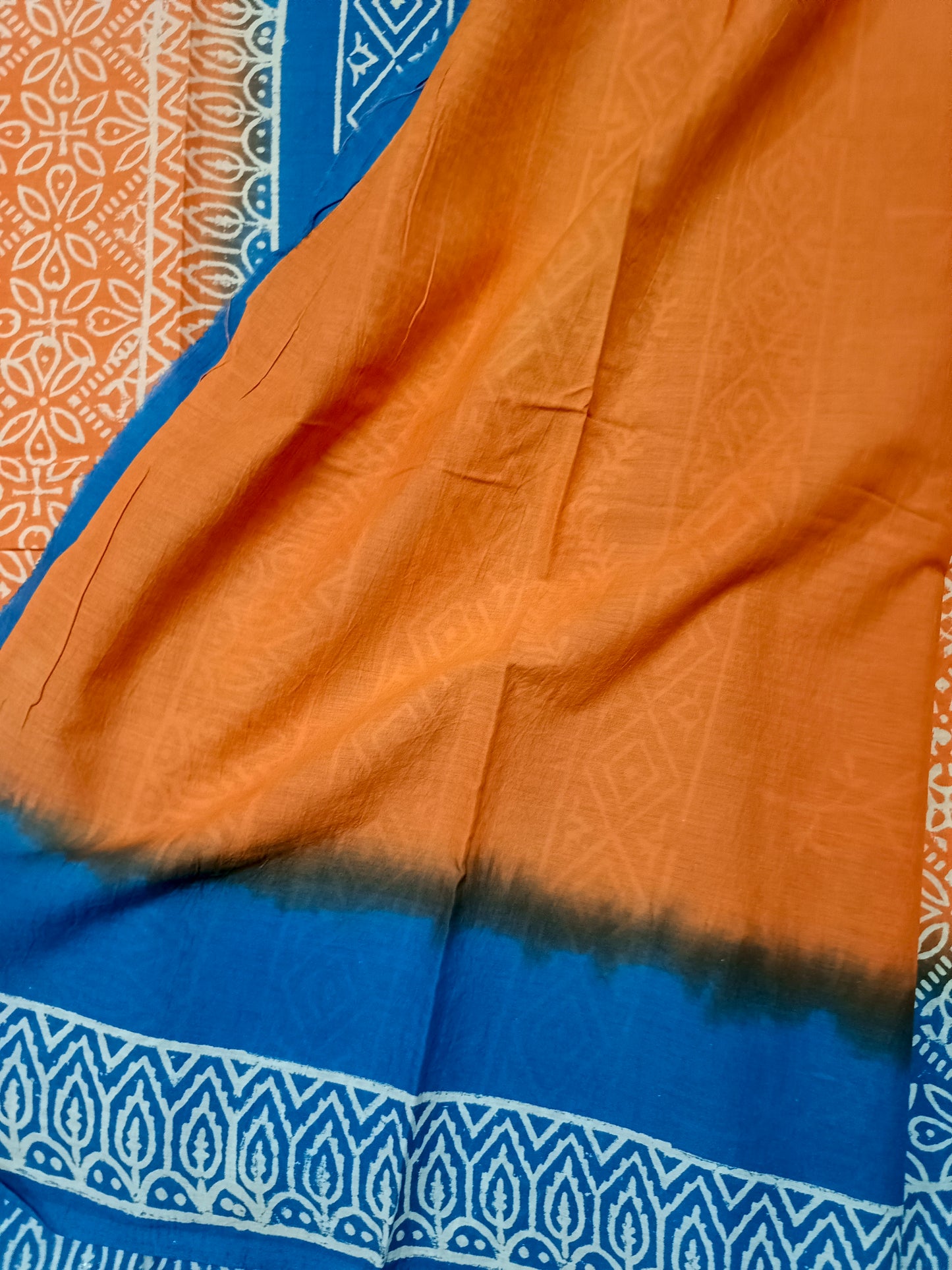 Orange Vegan floral Jaipur cotton saree SA25752