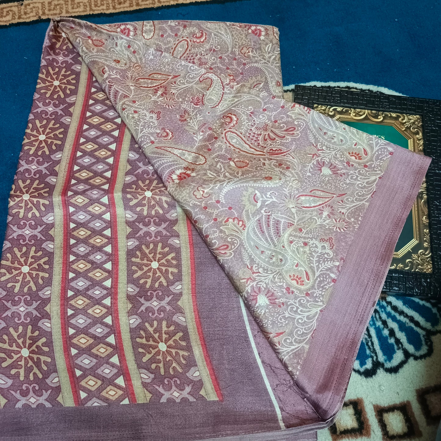 Lavender Vriddhi silk vol 4 Paisley vegan tussar crepe digital saree SA25647