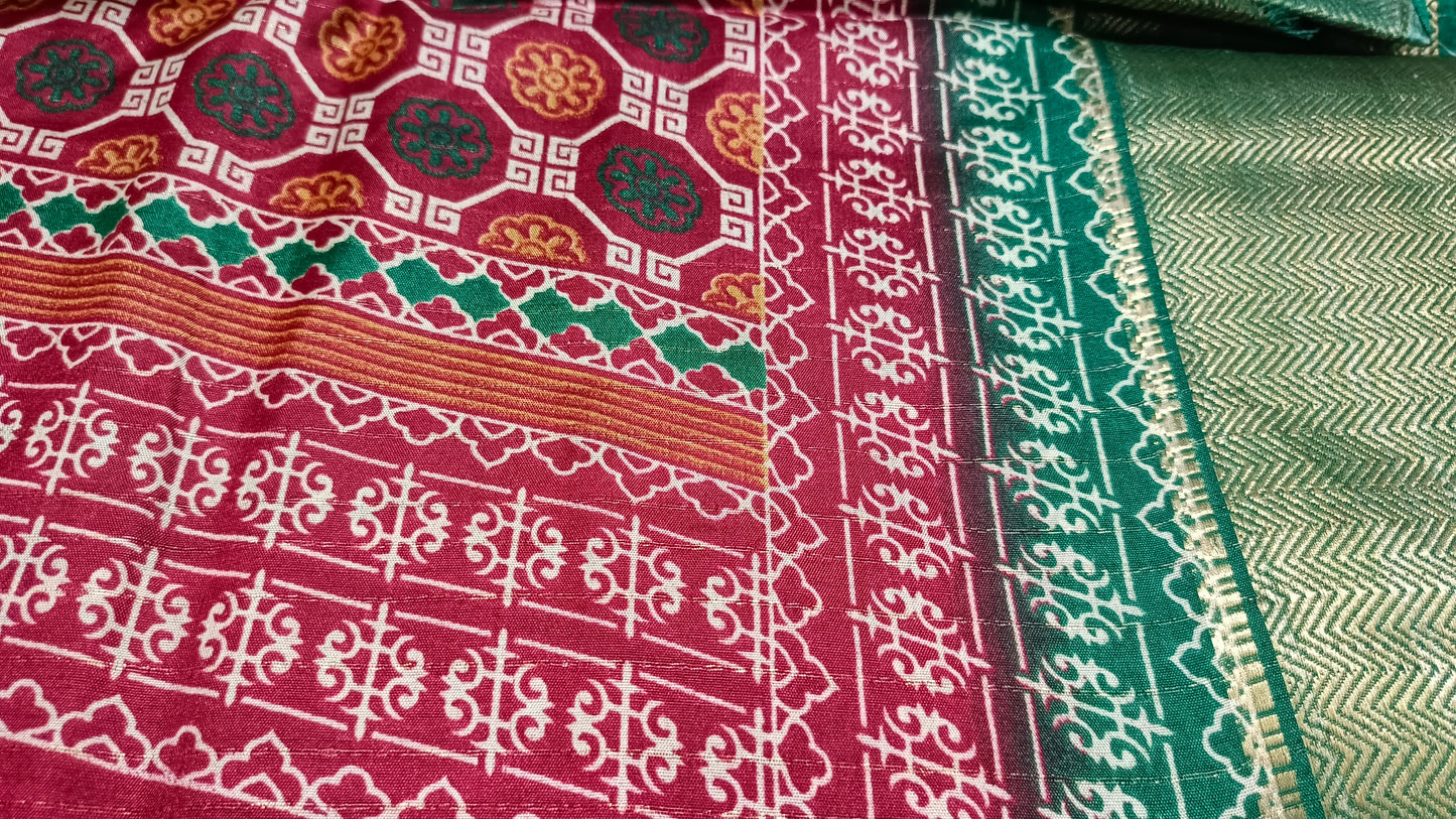 Maroon with Green Semi dola butterfly saree SA25722