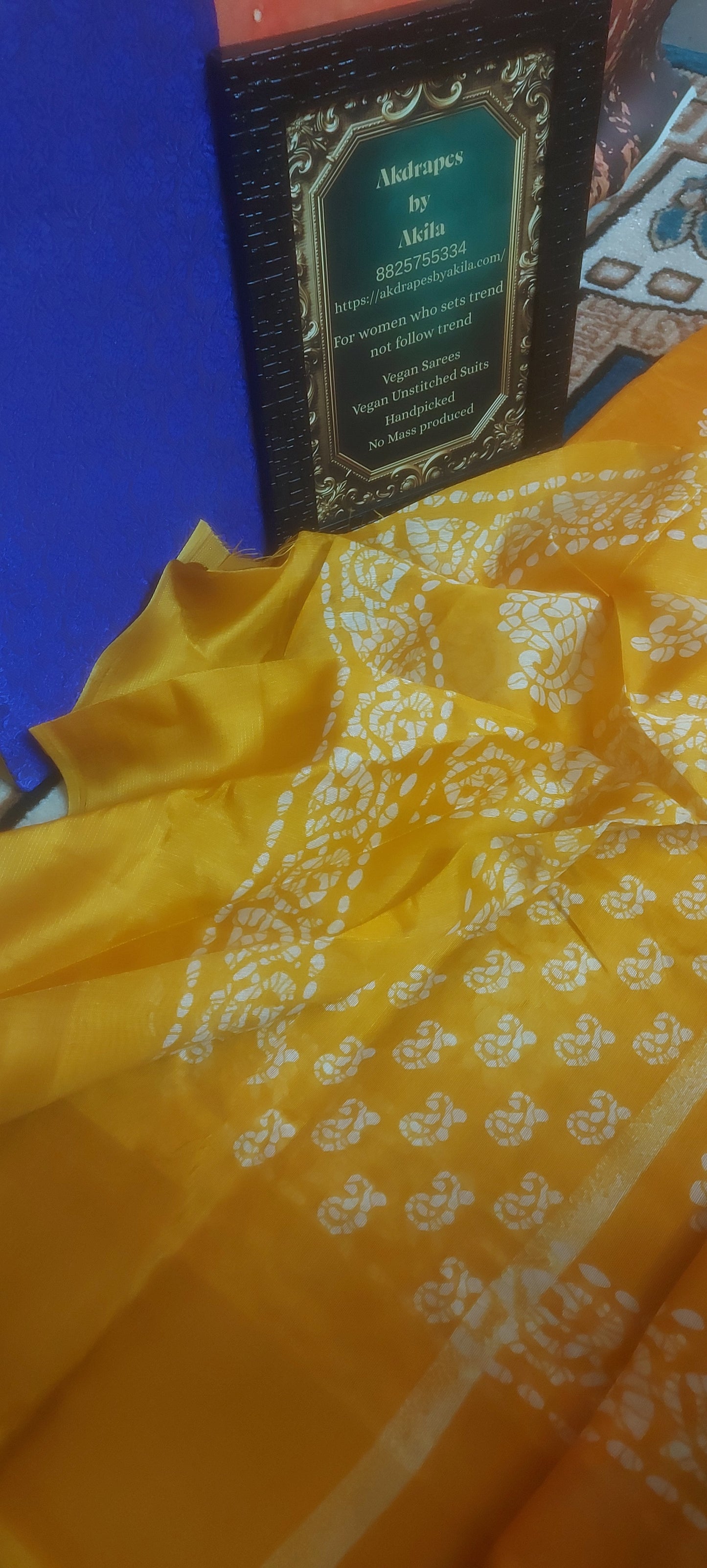 Yellow Mango Batik linen zari border saree JA26023
