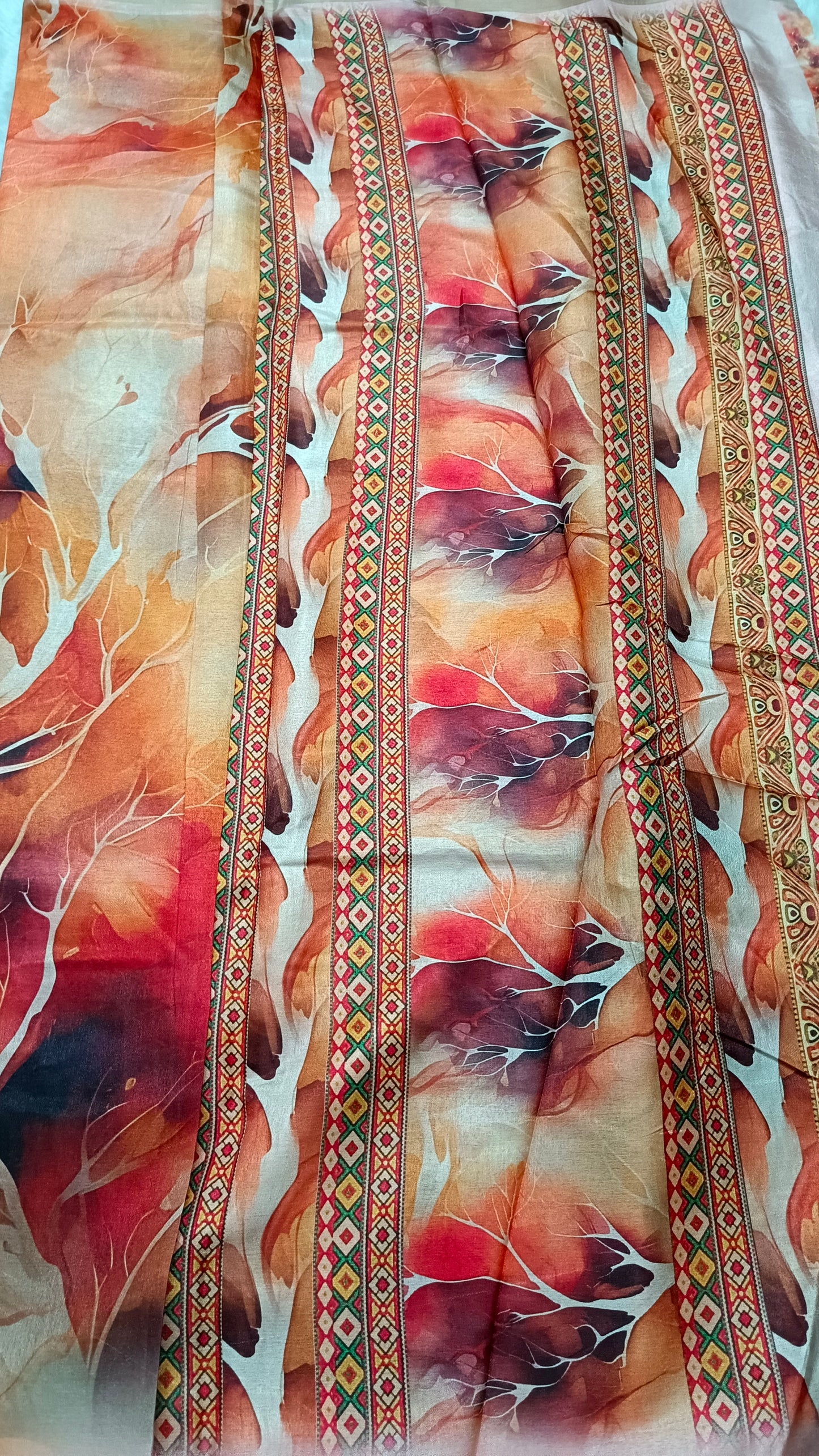 Orange Marble Vegan Chiffon silk saree SA25706