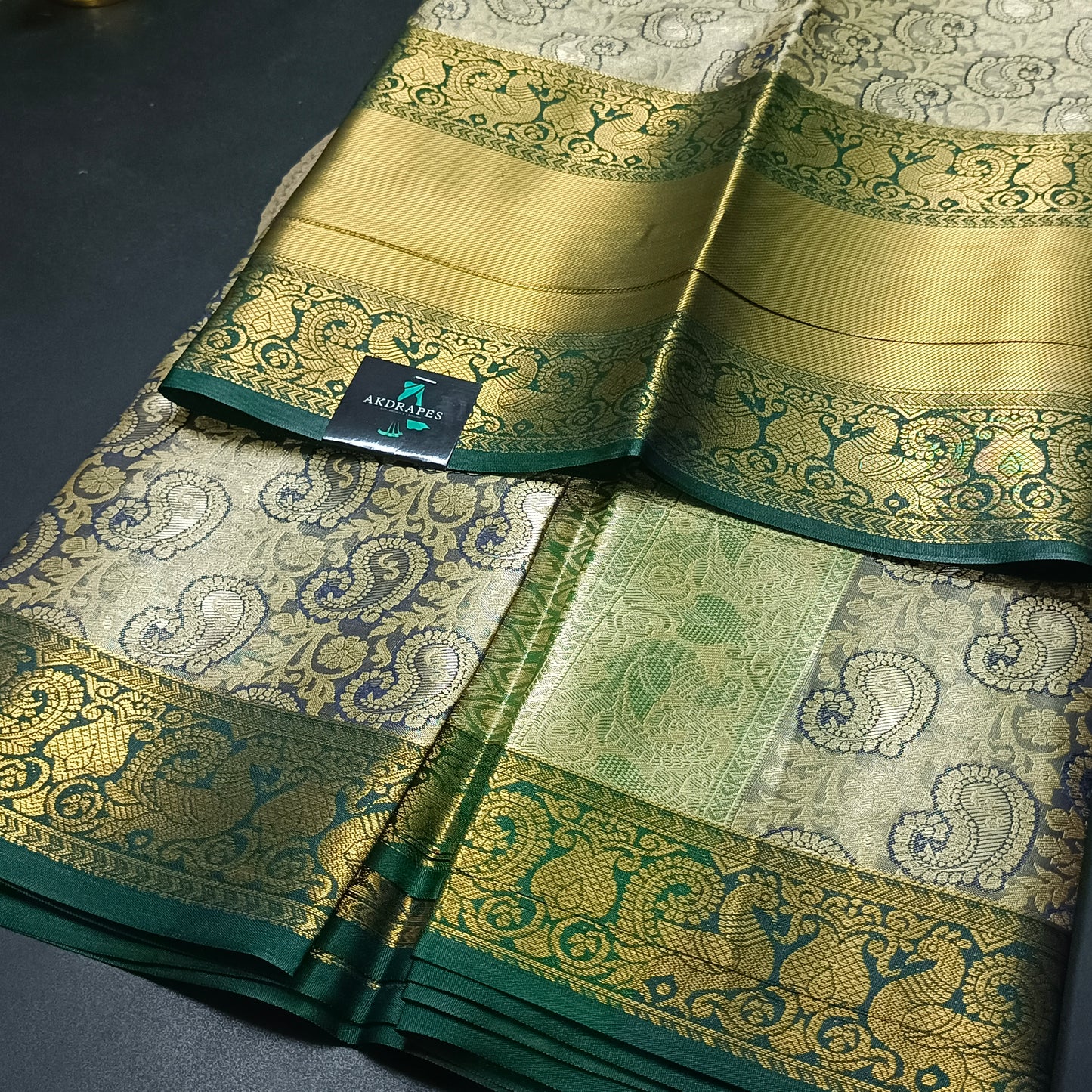 Grey Amarpalli vegan kanchi bridal tissue saree JA25308