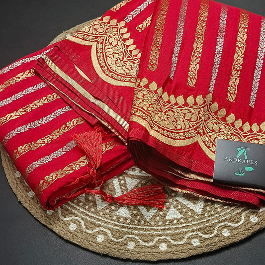 Red Kanakavalli Premium vegan kaddi georgette saree MA25232