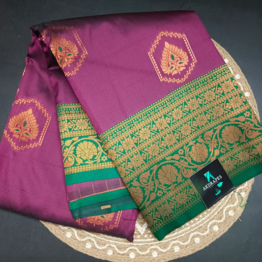 Dark Purple Green Anantha vastra Vegan Kanchi soft silk saree MA25122