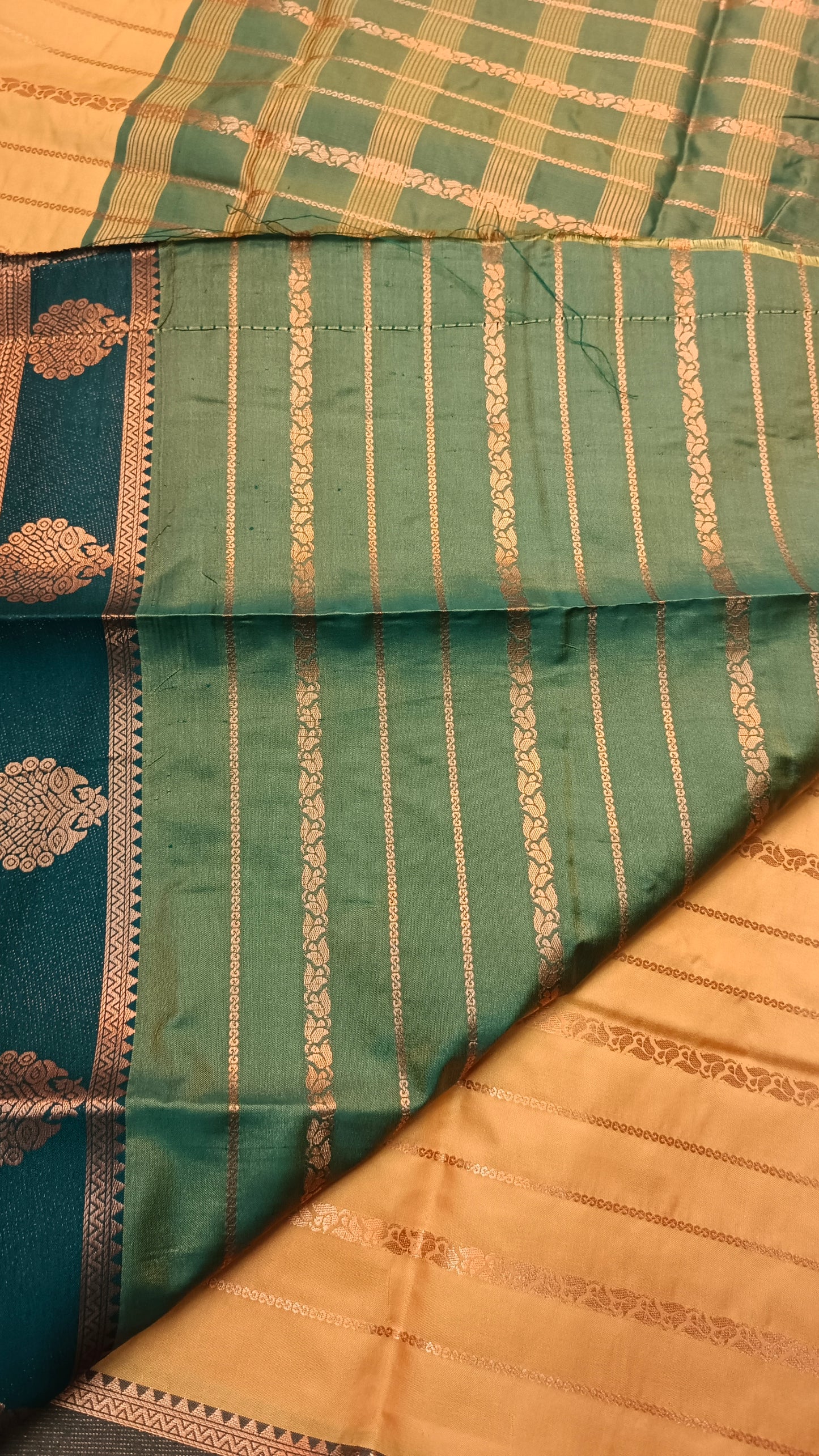 Yellow green Veldhari Vegan mysore silk saree MA25084