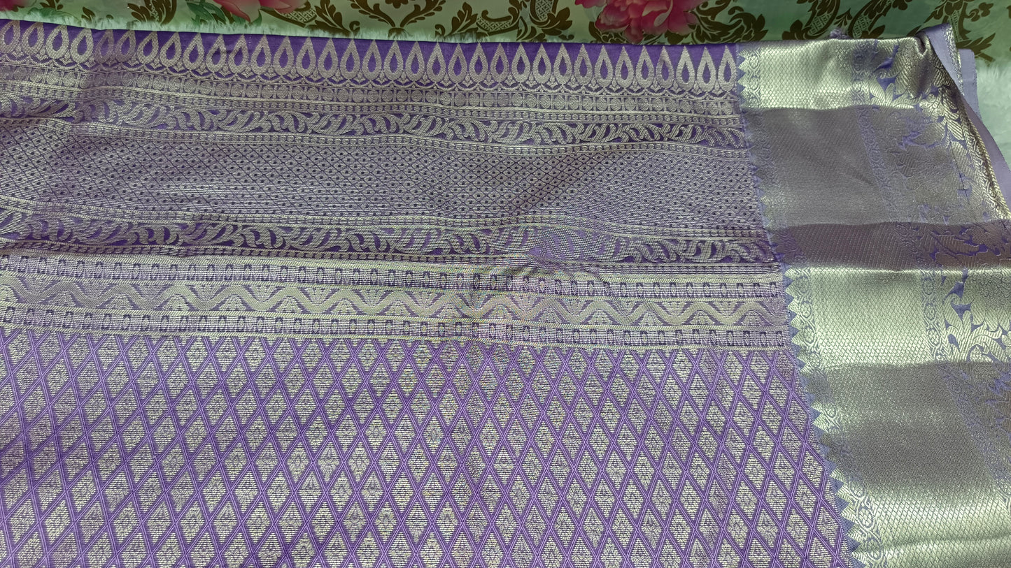 Royal blue with Pastel Varnajalam vegan premium kanchi silk saree LA25916