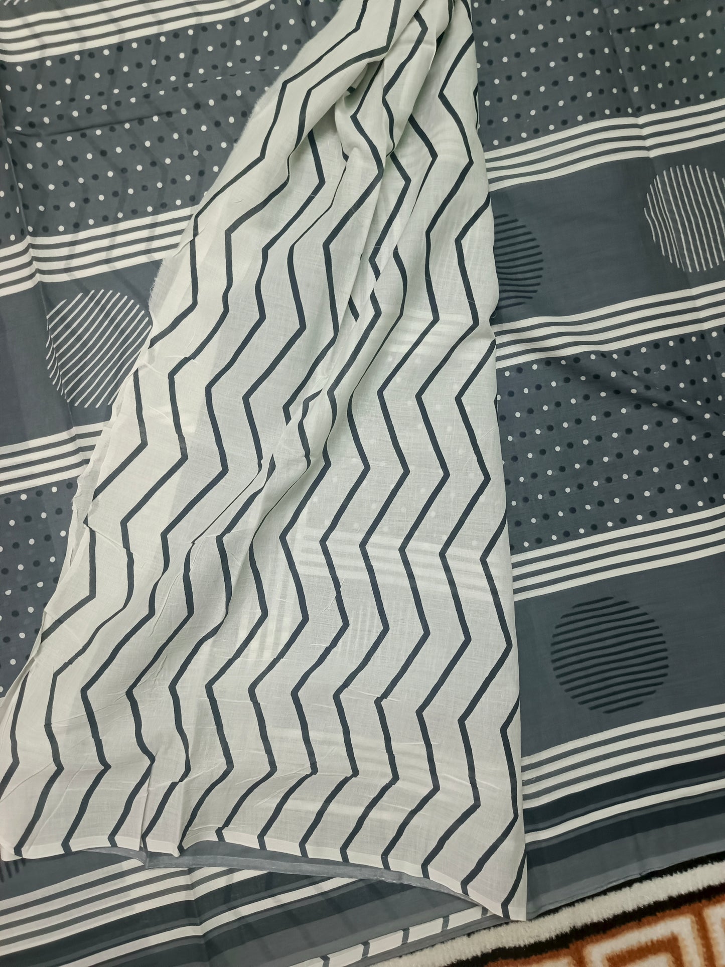 Grey Vegan floral Jaipur cotton saree SA25748