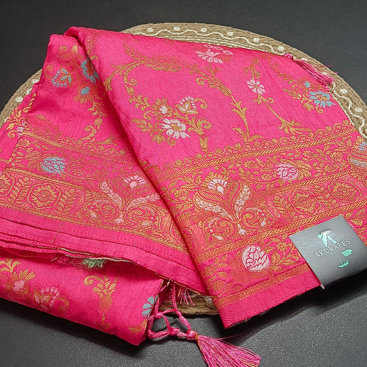 Pink Anaamika vegan kaddi georgette saree MA25272