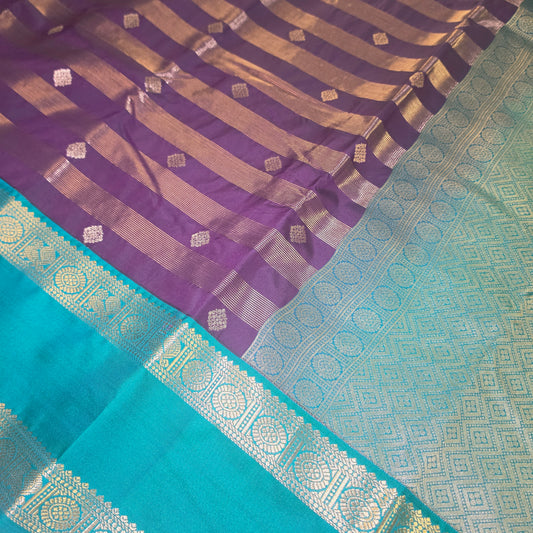 Violet green Parampara vegan kanchi silk saree GA26149