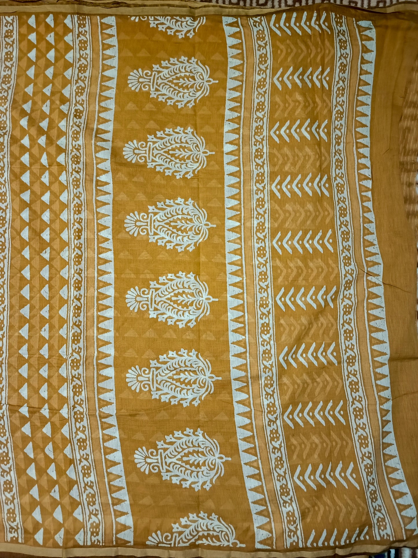 Yellow Rapid discharge Vegan chanderi cotton saree HA25456