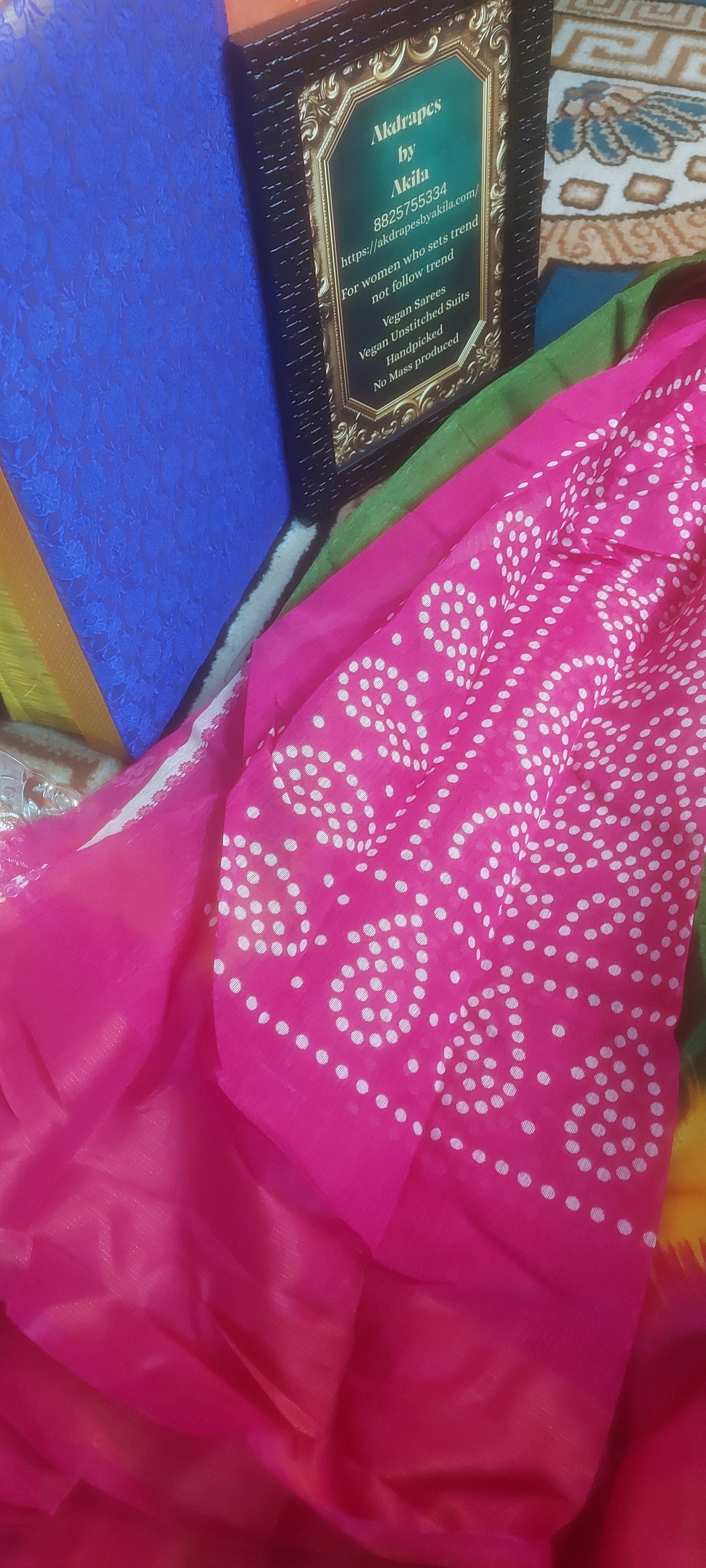 Fern green Tricolor vegan linen zari border saree JA26038