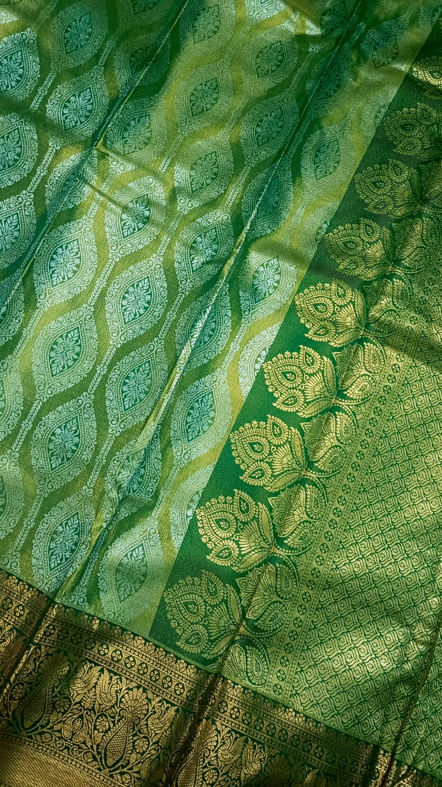Green Swarnika Vegan bridal silk saree JA25313