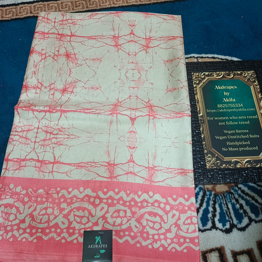 Peach Vriddhi silk vol 5 Batik vegan tussar crepe digital saree SA25651