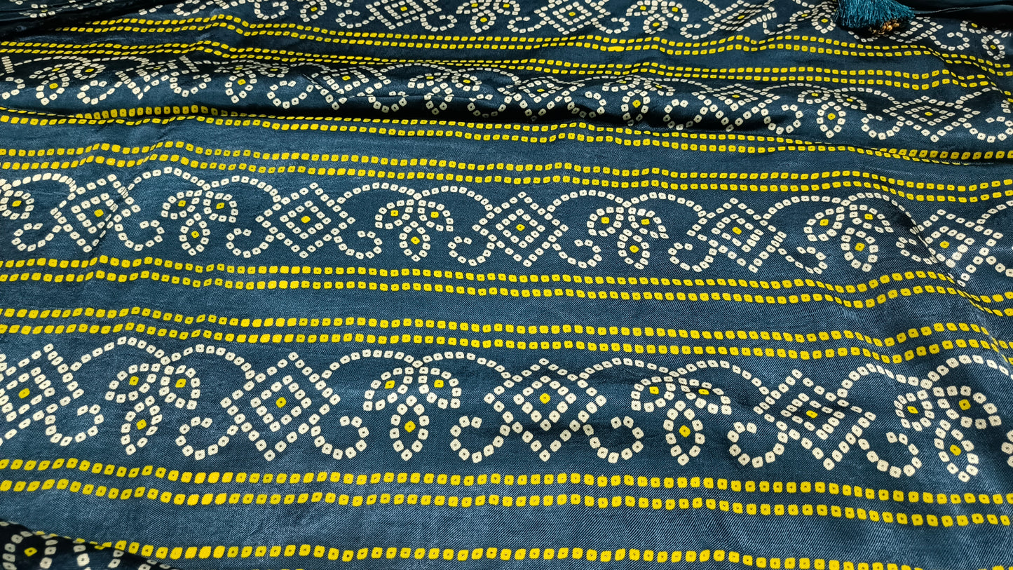Blue Mystic Mashru vegan silk saree SA25862