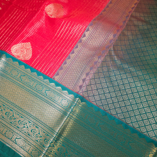 Red Green Parampara vegan kanchi silk saree GA26147